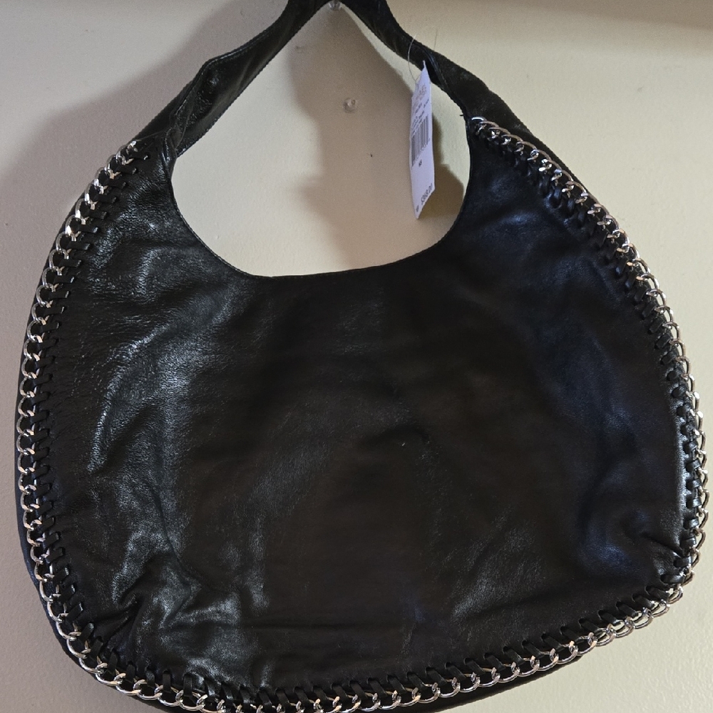 MICHAEL Michael Kors Black Leather Hobo Bag with Chain Detail